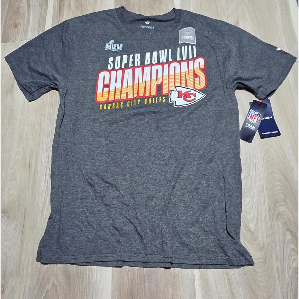 Fanatics Kansas City Chiefs Super Bowl LVII Champions T-Shirt M Gray NFL NWT